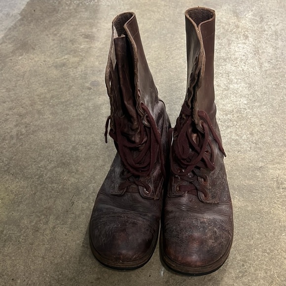 Jump boots 50s Leather Lace up Cap Toe Army Combat Vintage size 7.5 - Picture 10 of 11